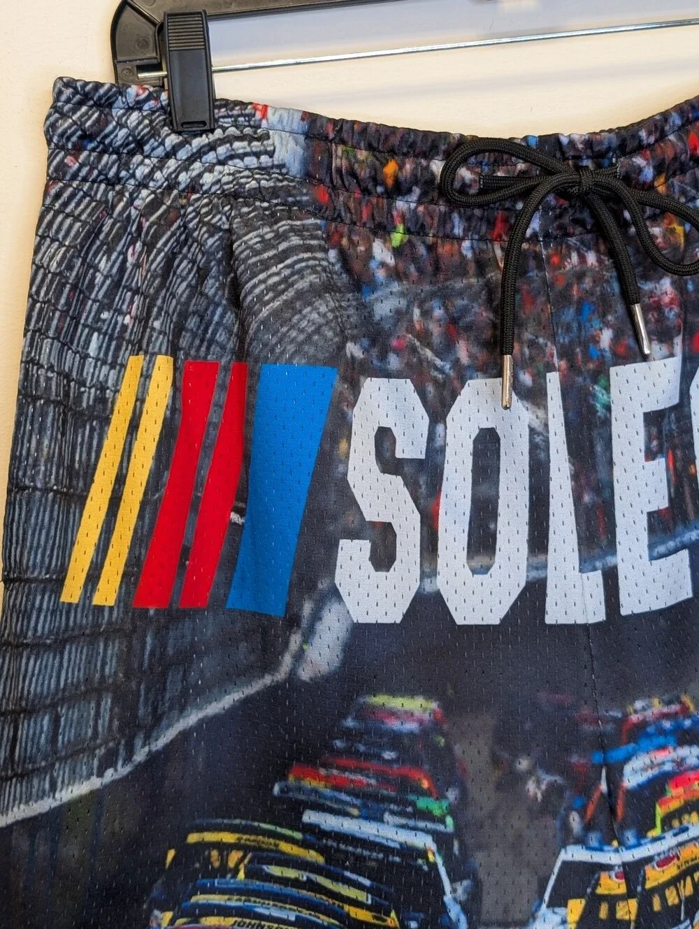 SOLE CLUB NASCAR Race Car Print Athletic Mesh Shorts Size L